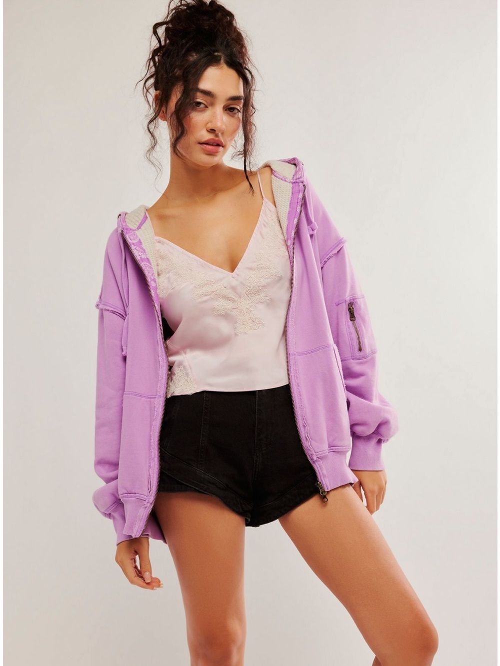Lined zip-up hoodie